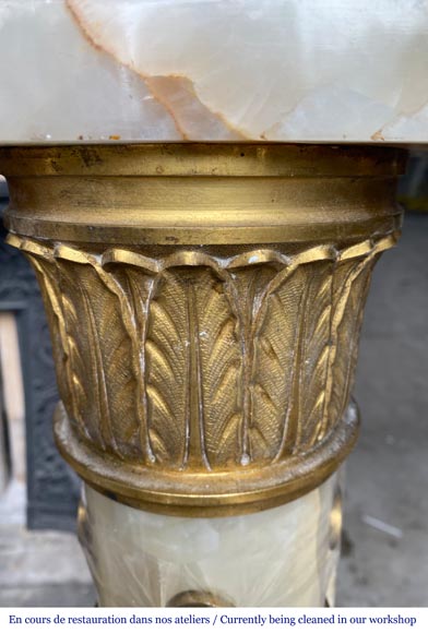 Empire style onyx mantel with detached columns and ormolu capitals Empire style onyx mantel with detached columns and ormolu capitals-3